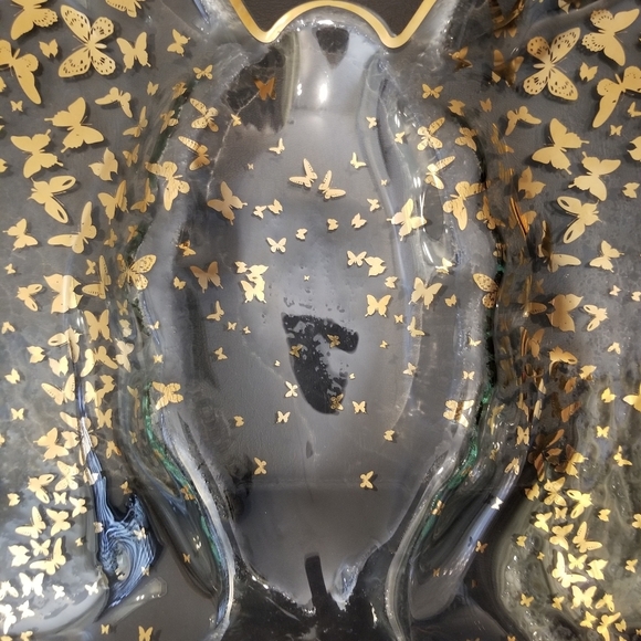 Annie Glass Signed Butterfly Chip & Dip Tray - Picture 4 of 7